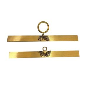 VTG H. Boje Denmark Bronze Tapestry Hanger Set MCM Leaf Design Danish Rare